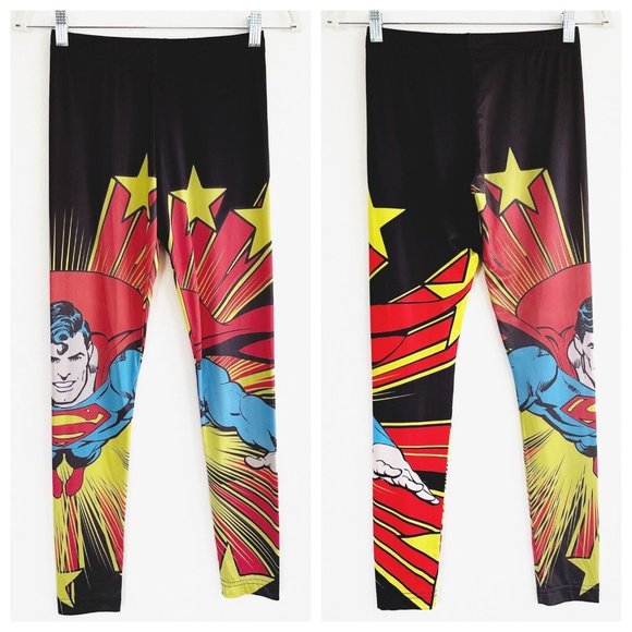 DC Comics Superman Womens Leggings Large Red Blue Yoga Halloween Character Small - Picture 1 of 11